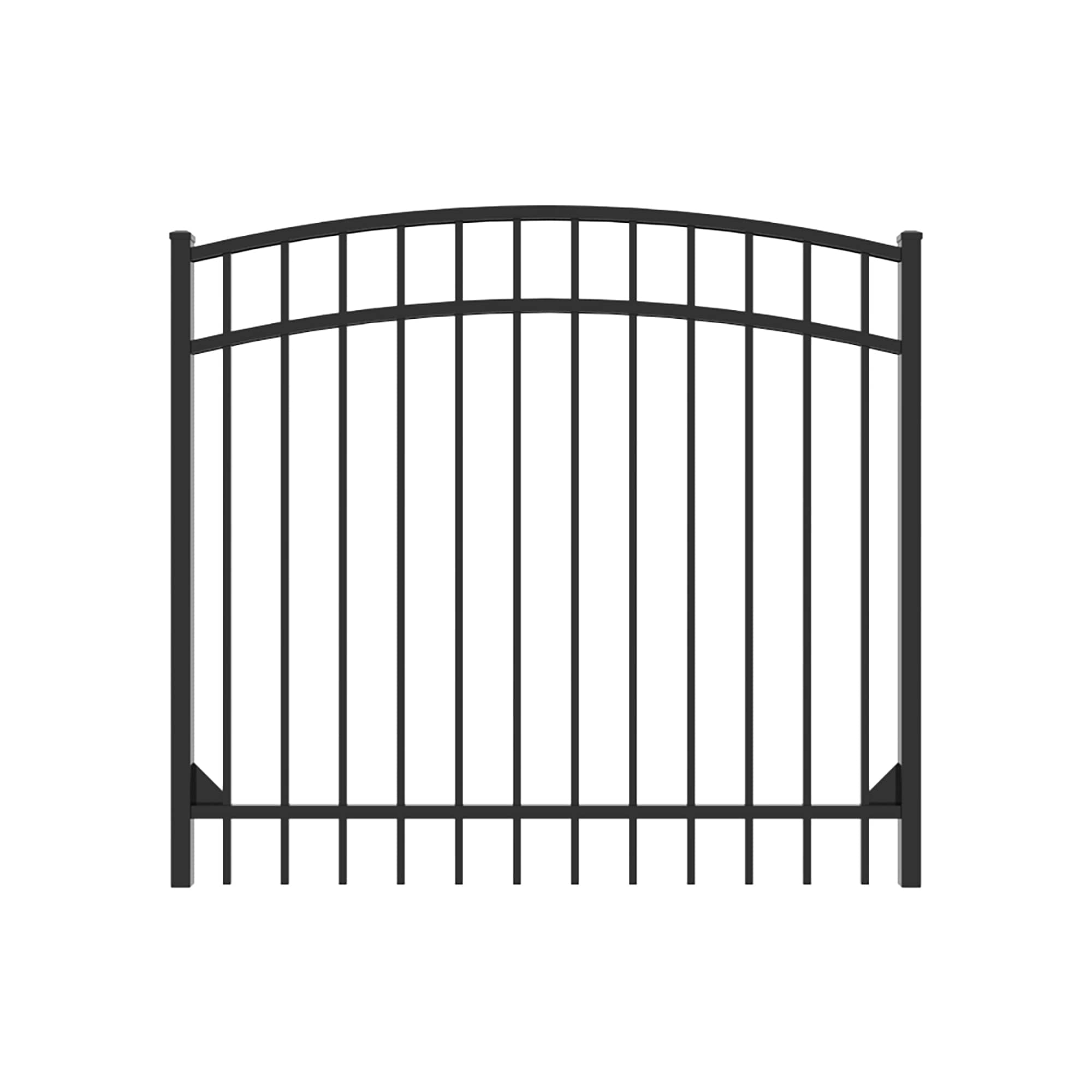 Fortress Building Products 4-ft H x 5-ft W Gloss Black Aluminum Spaced Picket Flat-top Erosion Arched Walk Gate Fence Gate