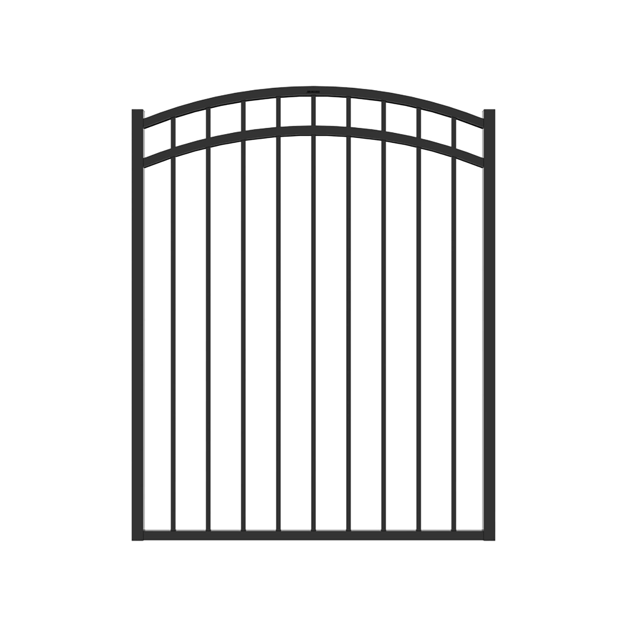 Fortress Building Products 4-1/2-ft H x 4-ft W Gloss Black Galvanized Steel Spaced Picket Flat-top Decorative Standard Fence Gate