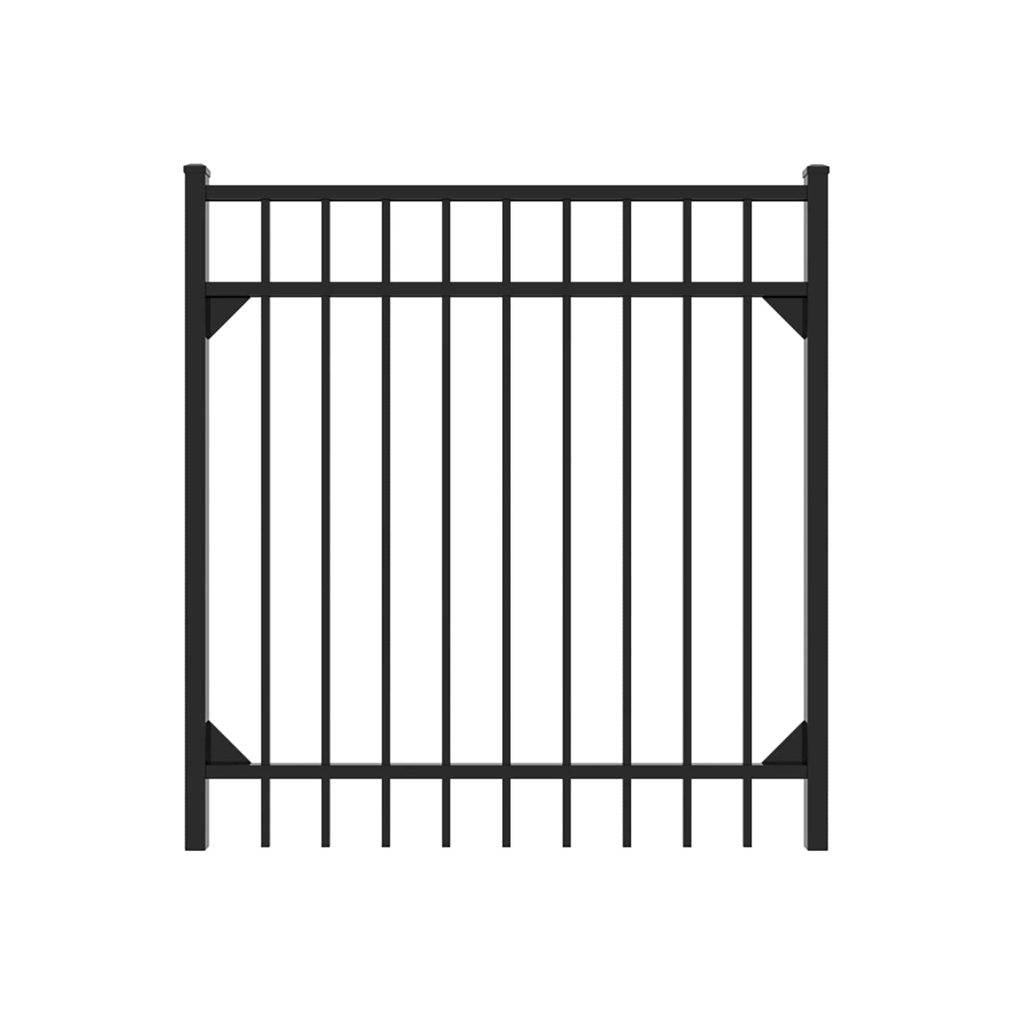 Fortress Building Products 4-ft H x 4-ft W Gloss Black Aluminum Spaced Picket Flat-top Decorative Walk Gate Fence Gate