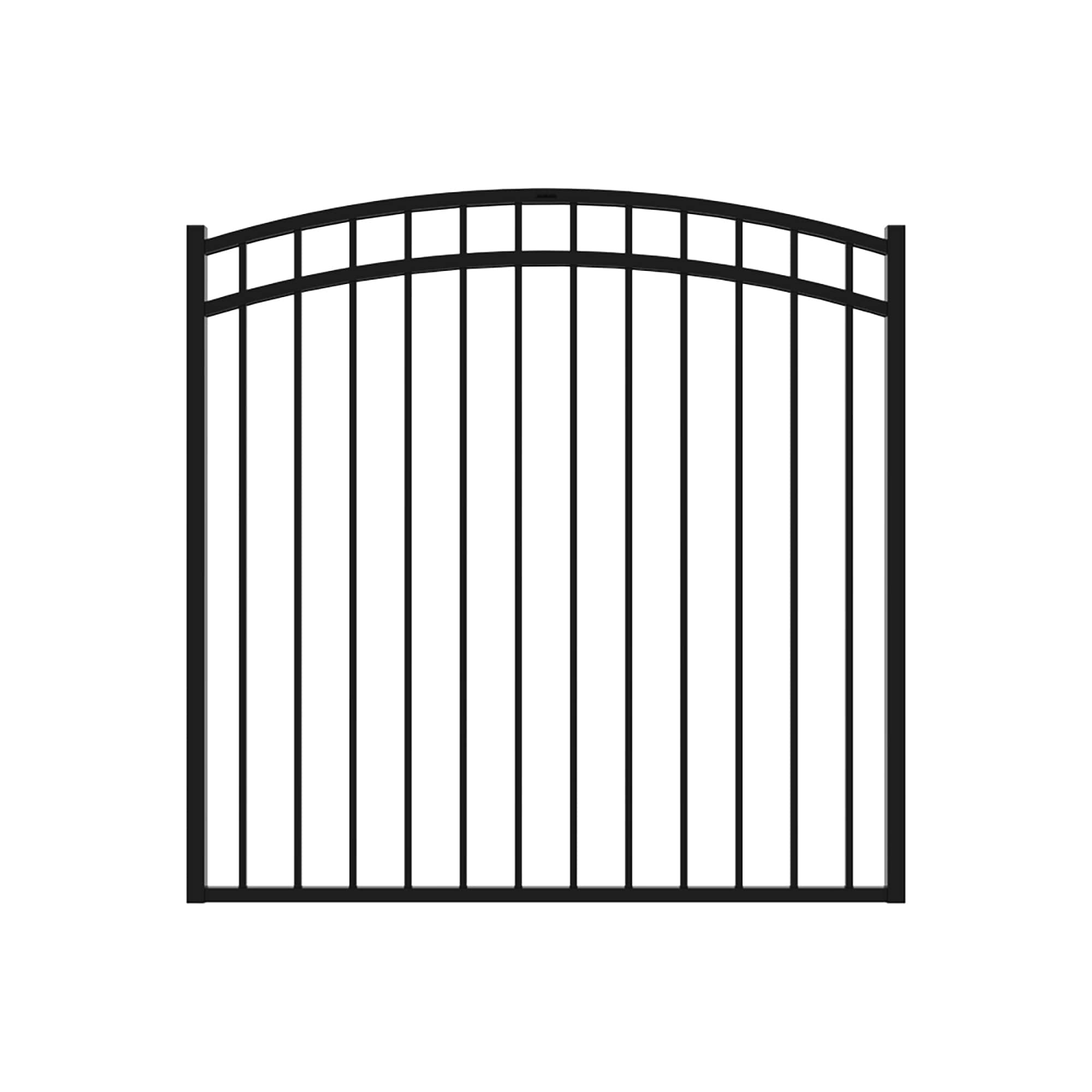 Fortress Building Products 4-1/2-ft H x 5-ft W Gloss Black Galvanized Steel Spaced Picket Flat-top Decorative Standard Fence Gate