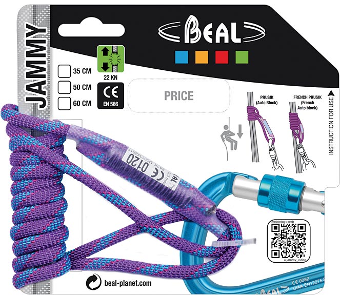 Beal Jammy Climbing Rope Slings 35-60cm | Aramid Core, Polyamide Sheath, Prusik Knot Accessory, Durable, Lightweight, High-Performance Climbing Gear