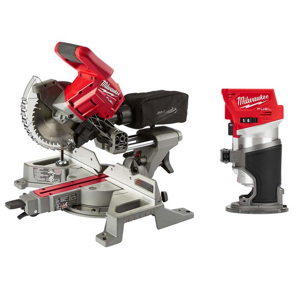 M18 FUEL 18-Volt Lithium-Ion Brushless 7-1/4 in. Cordless Dual Bevel Sliding Compound Miter Saw with Compact Router