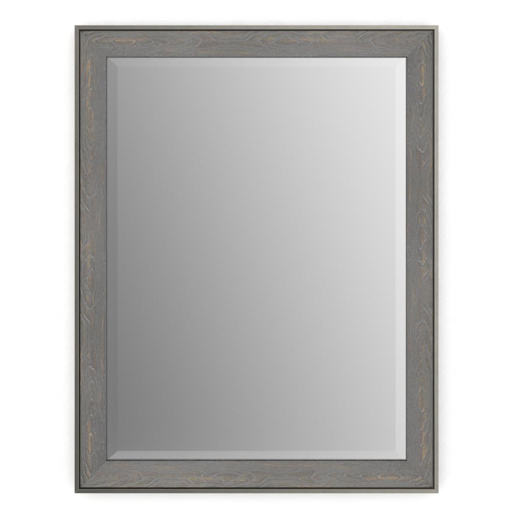 28 in. W x 36 in. H (M1) Framed Rectangular Deluxe Glass Bathroom Vanity Mirror in Weathered Wood
