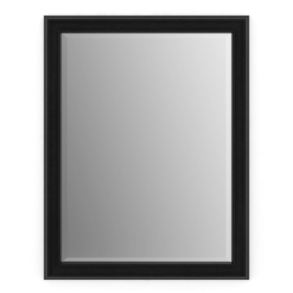 23 in. W x 33 in. H (S2) Framed Rectangular Deluxe Glass Bathroom Vanity Mirror in Matte Black