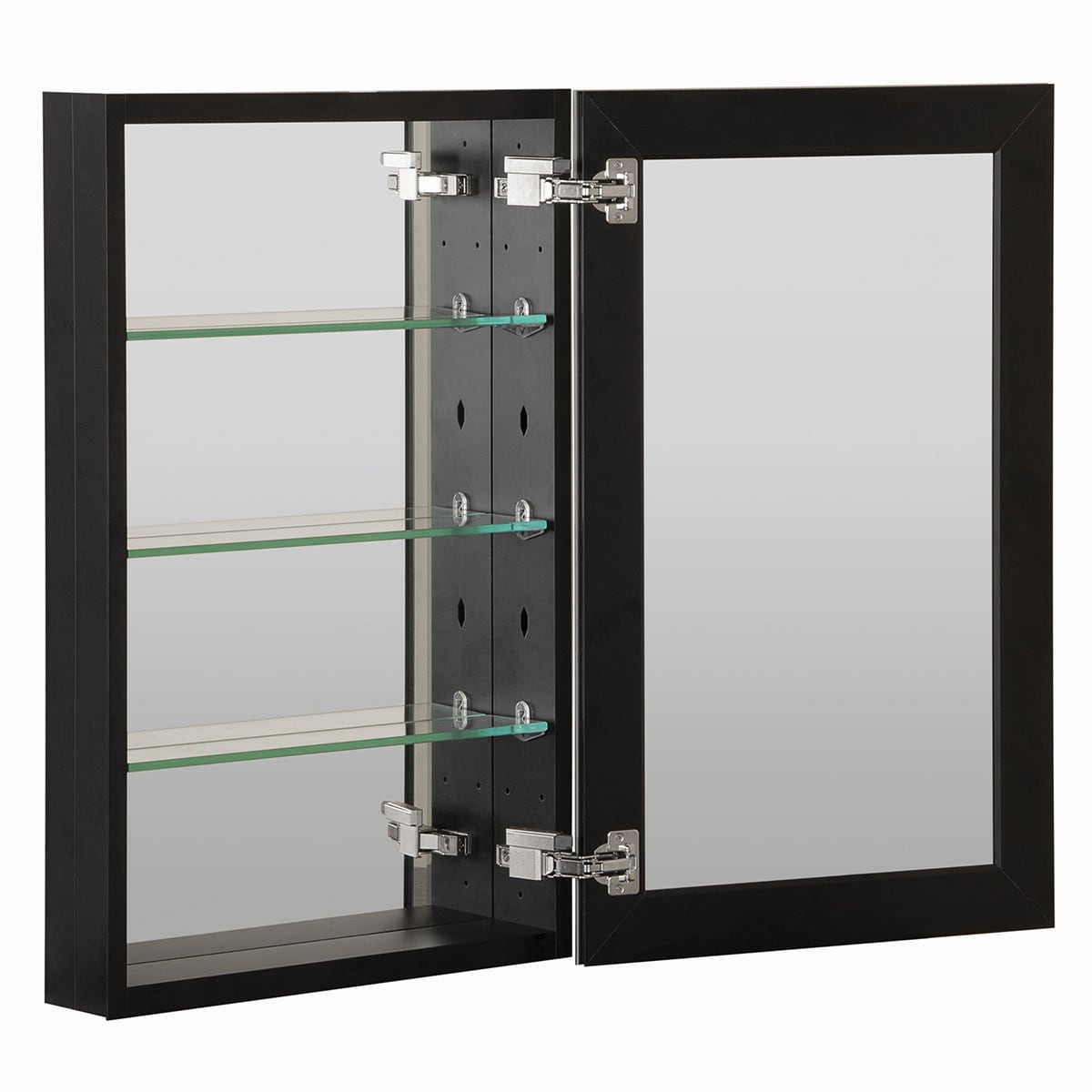 WELLFOR DH 19-in x 30-in Surface/Recessed Mount Black Mirrored Soft Close Medicine Cabinet