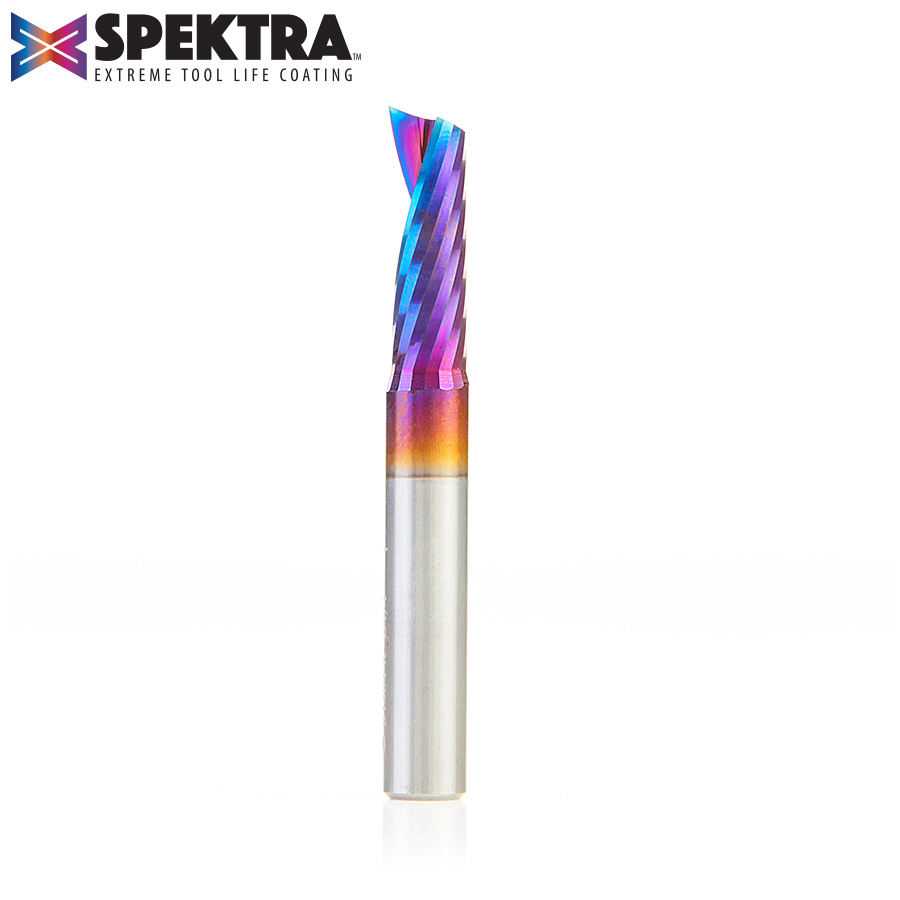 Amana 51404-K Solid Carbide CNC Spektra, Extreme Tool Life Coated Spiral ‘O’ Flute, Plastic Cutting 1/4 Dia x 3/4 x 1/4 Inch Shank Up-Cut Router Bit