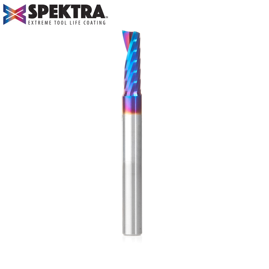 Amana 51421-K Solid Carbide CNC Spektra, Extreme Tool Life Coated Spiral ‘O’ Flute, Plastic Cutting 1/4 Dia x 3/4 x 1/4 Inch Shank Up-Cut Router Bit