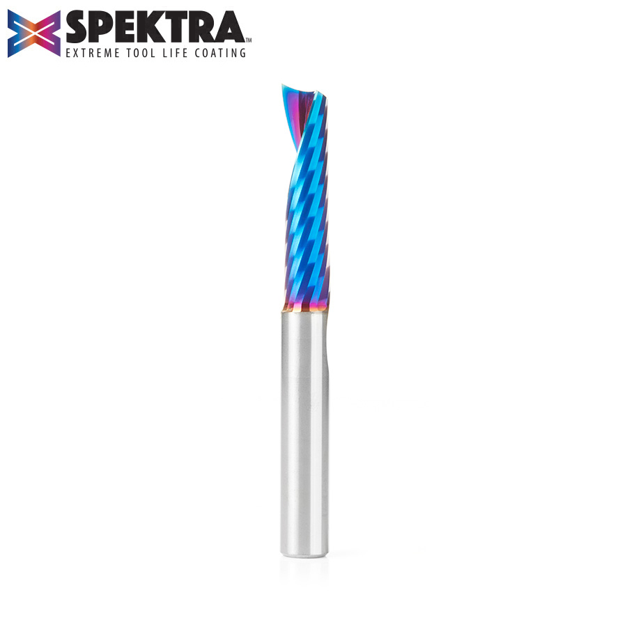 Amana 51427-K Solid Carbide CNC Spektra, Extreme Tool Life Coated Spiral ‘O’ Flute, Plastic Cutting 3/8 Dia x 1-5/8 x 3/8 Inch Shank Up-Cut Router Bit