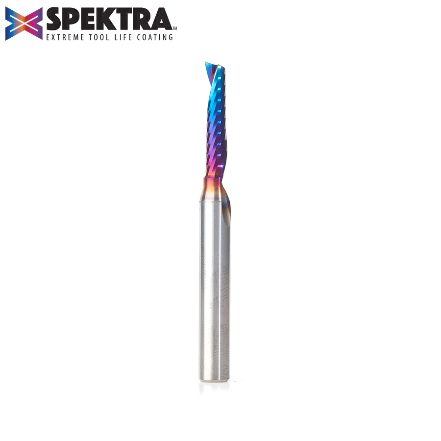 Amana 51442-K Solid Carbide CNC Spektra, Extreme Tool Life Coated Spiral ‘O’ Single Flute, Plastic Cutting 3/16 Dia x 7/8 x 1/4 Shank x 2-1/2 Inch Long Up-Cut Router Bit