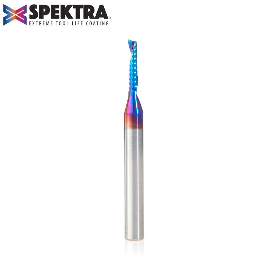 Amana 51445-K Solid Carbide CNC Spektra, Extreme Tool Life Coated Spiral ‘O’ Flute, Plastic Cutting 1/8 Dia x 5/8 x 1/4 Shank Up-Cut Design Router Bit