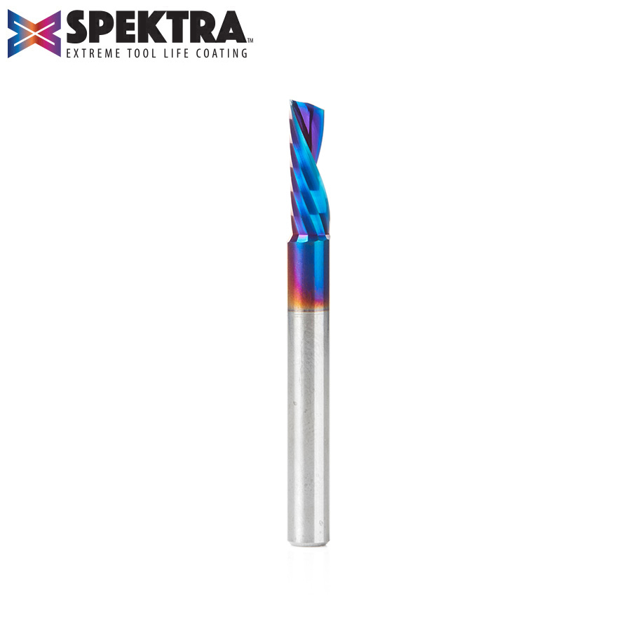 Amana 51524-K Solid Carbide CNC Spektra, Extreme Tool Life Coated Spiral ‘O’ Flute, Plastic Cutting 1/4 Dia x 3/4 x 1/4 Inch Shank Down-Cut Router Bit