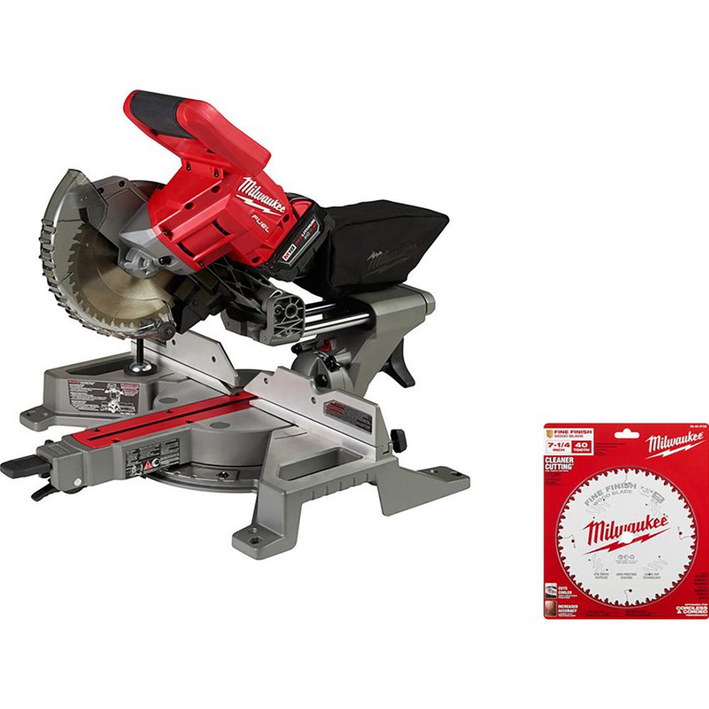 M18 FUEL 18-Volt Lithium-Ion Brushless Cordless 7-1/4 in. Dual Bevel Sliding Compound Miter Saw Kit with Extra Blade