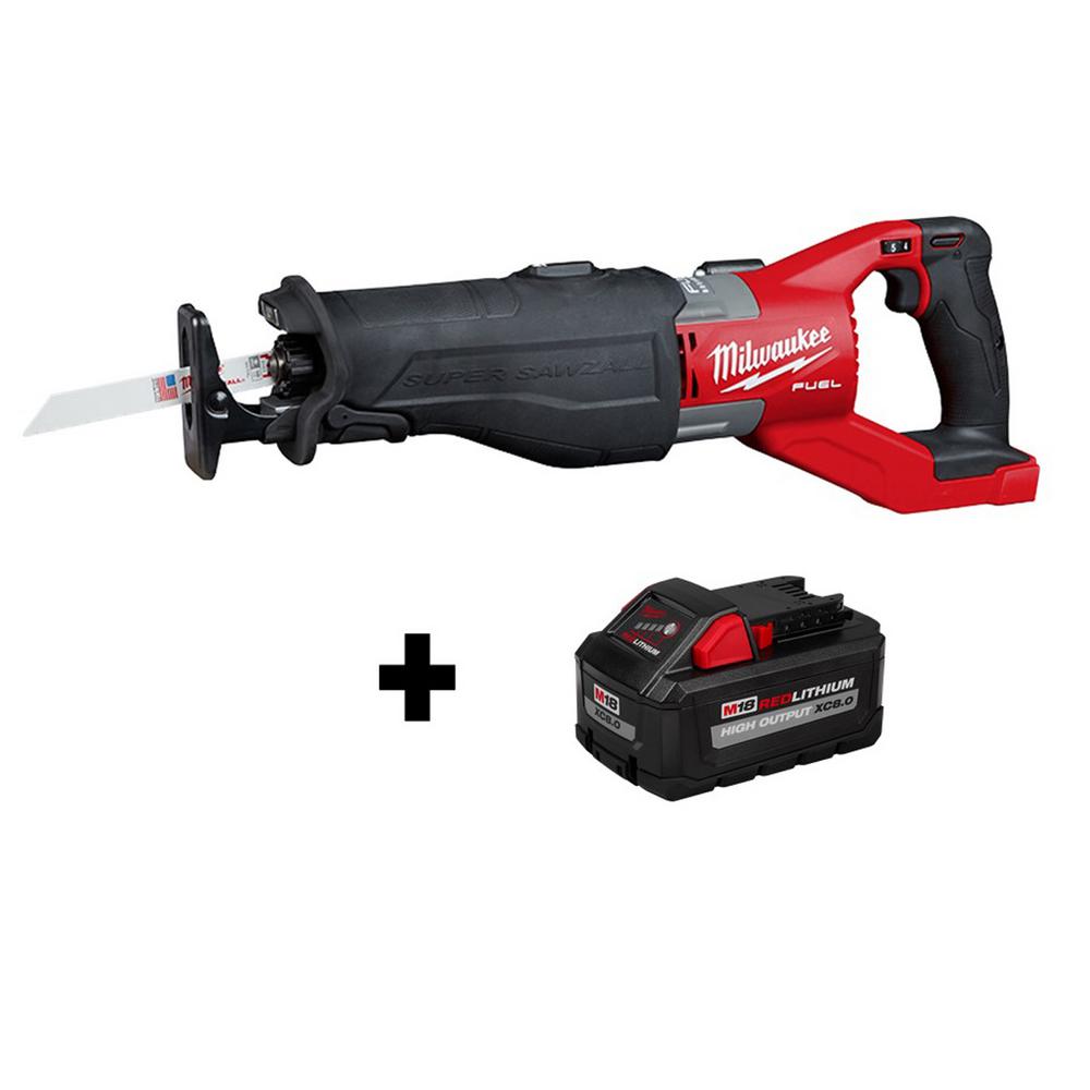 M18 FUEL 18-Volt Lithium-Ion Brushless Cordless SUPER SAWZALL Orbital Reciprocating Saw W/ HIGH OUTPUT XC 8.0Ah Battery