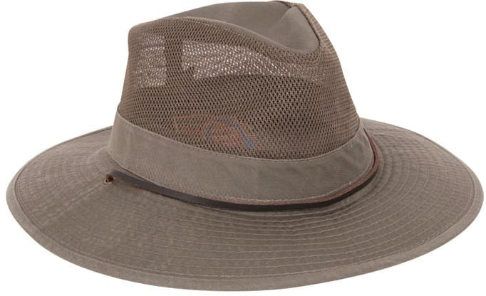 Dorfman Pacific Big Brim Safari Hat in Olive – Sun-Protective, Breathable Mesh Sides, Leather Chin Cord, Stylish & Lightweight Headwear for Outdoor Adventures
