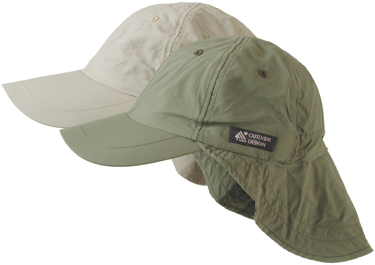 Dorfman Pacific Flap Cap with Coolmax™ Sweatband in Khaki & Olive – Stylish, Functional Sun Protection Headwear for Outdoor Activities