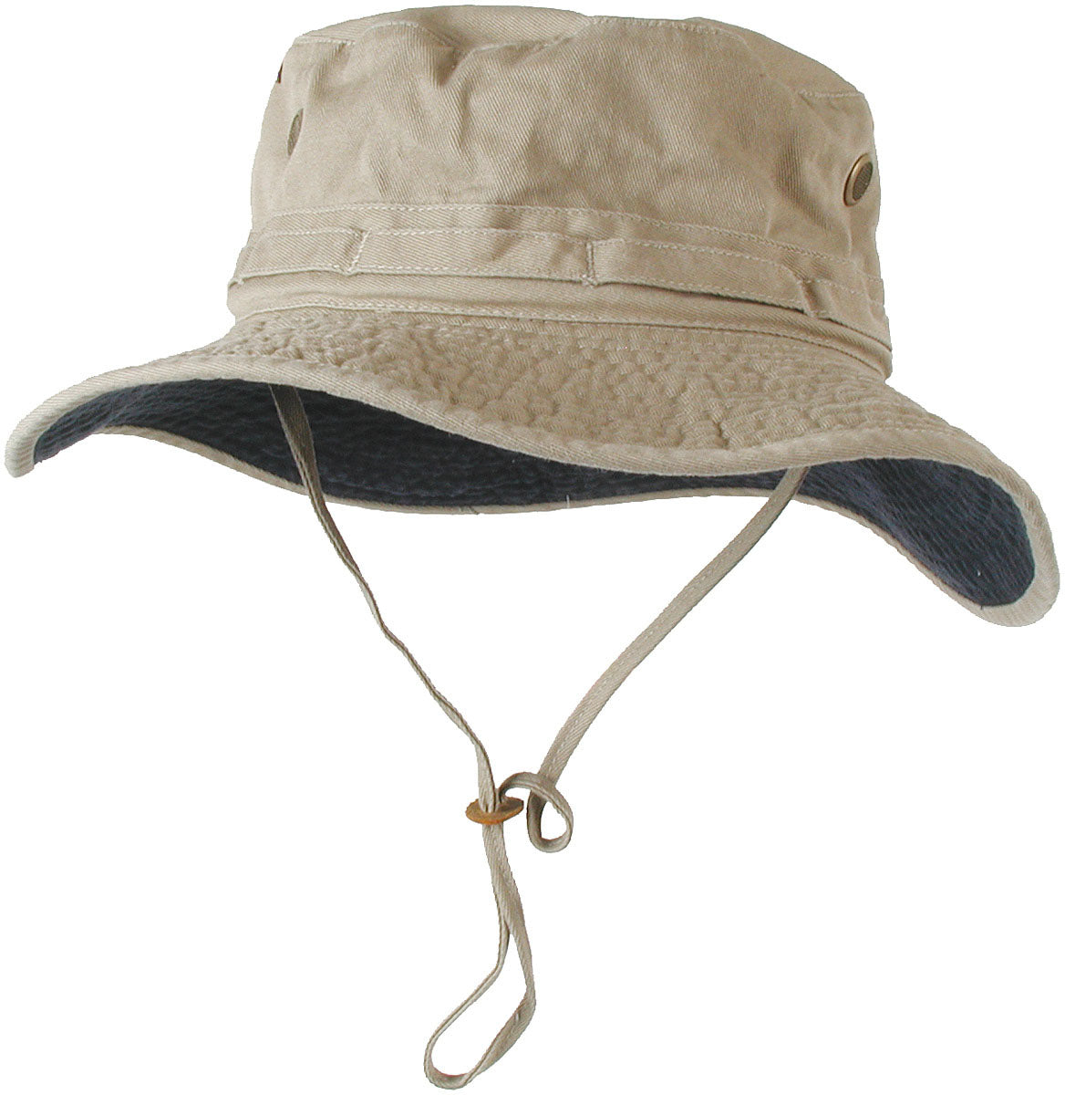 Dorfman Pacific Boonie Hat in Khaki – Durable Garment-Washed Twill, Sun Protection, Chin Cord, Available in Medium & Large Sizes