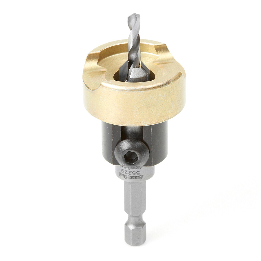 Amana 55229 Countersink No-Thrust BB 3/8 Dia x 5/32 Drill Dia x 1/4 Hex Shank