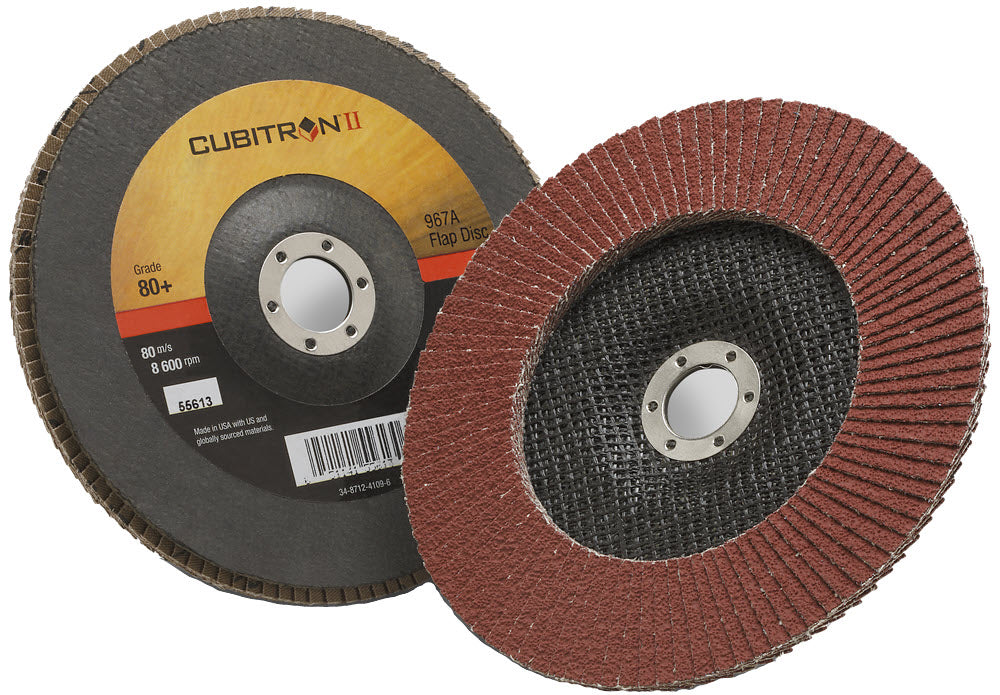 3M Cubitron II Flap Disc 967A 7" Type 27 Grade 80+ 55613