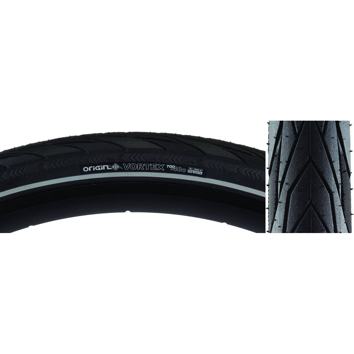Origin8 Vortex 700x40 Wire PSI 75 TPI 60 Clincher Blk Smooth Fast Rolling Tread