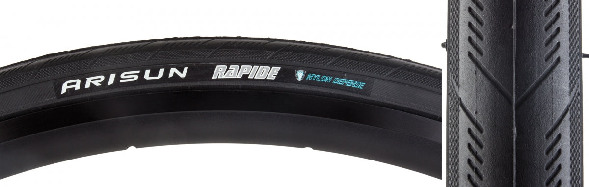 Arisun Rapide 700 x 23 Clincher Wire TPI 30 PSI 120 Black/Black Reflective T050201