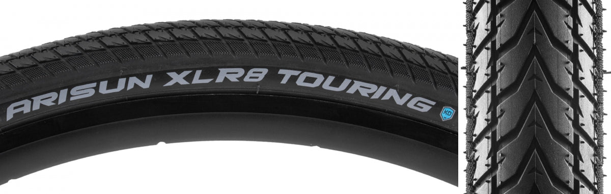 Arisun XLR8 Touring 700 x 38 PSI 75 TPI 60 Clincher Wire Black/Black Reflective T070502