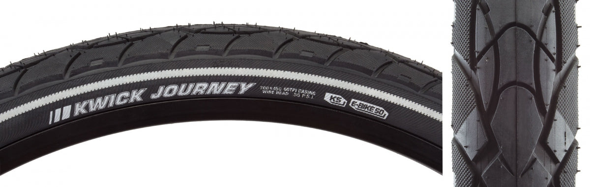 Kenda Kwick Journey Sport KS 700x45 Wire TPI 60 Black/Black Reflective Road Tire 212934