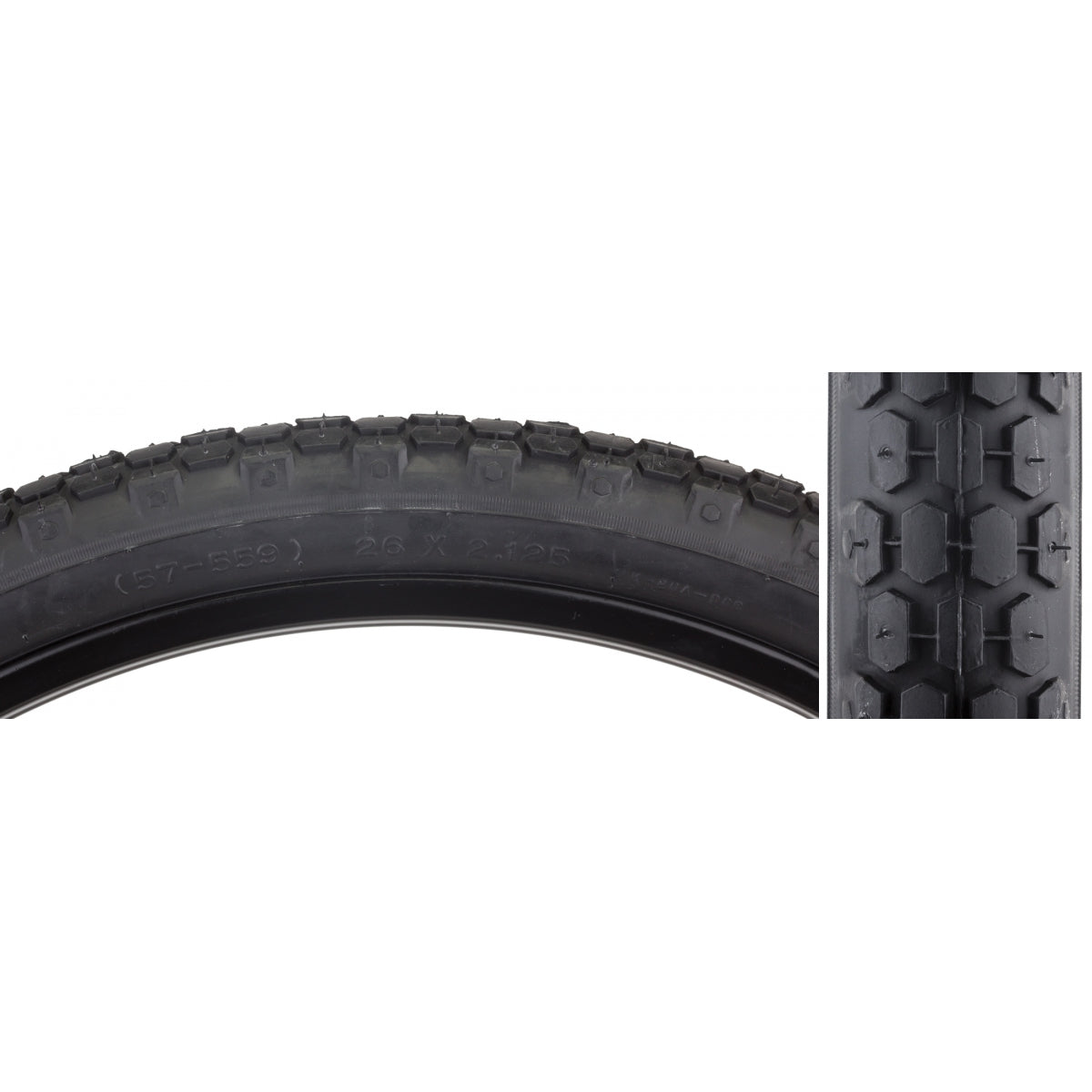 Sunlite Cruiser 80 26x2.125 Clincher Wire Tires - Balloon Tread, Shock-Absorbing, Durable Rubber for Comfortable City & Beach Biking