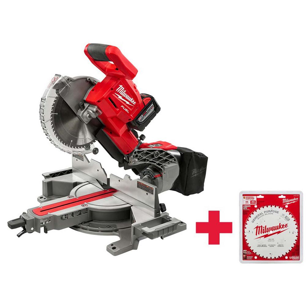M18 FUEL 18-Volt Lithium-Ion Brushless Cordless 10 in. Dual Bevel Sliding Compound Miter Saw Kit with Extra Blade