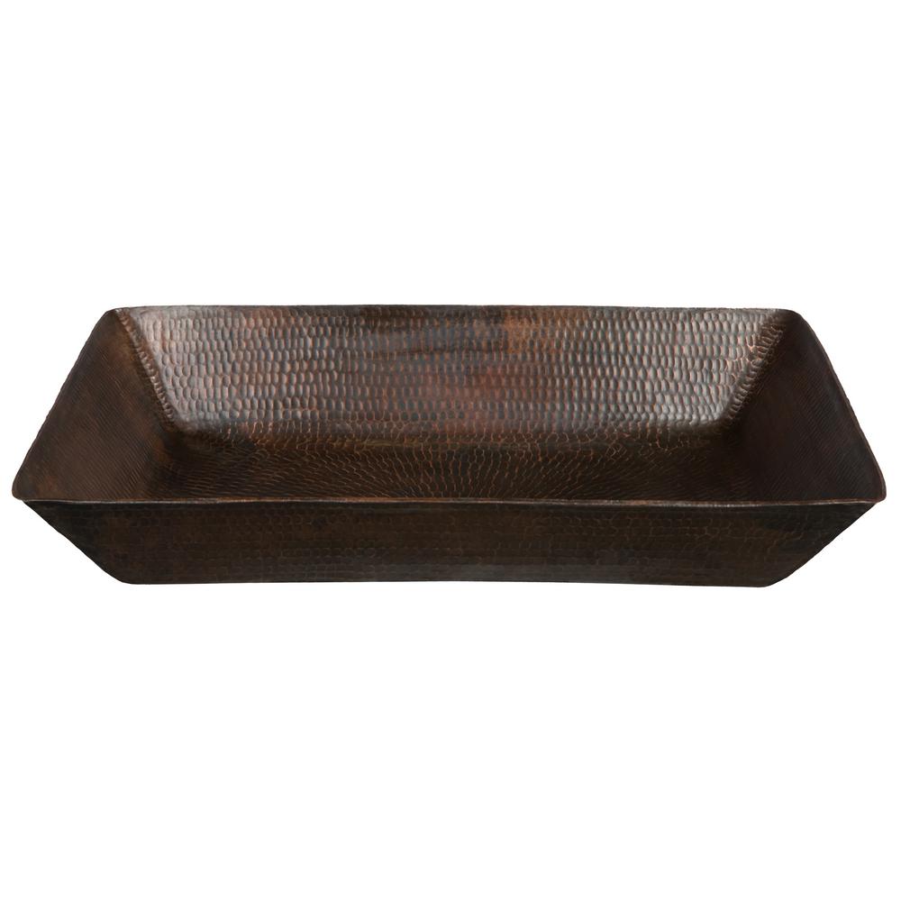 Premier Copper Products Rectangle 20 in. Hammered Copper Vessel Sink in Oil Rubbed Bronze