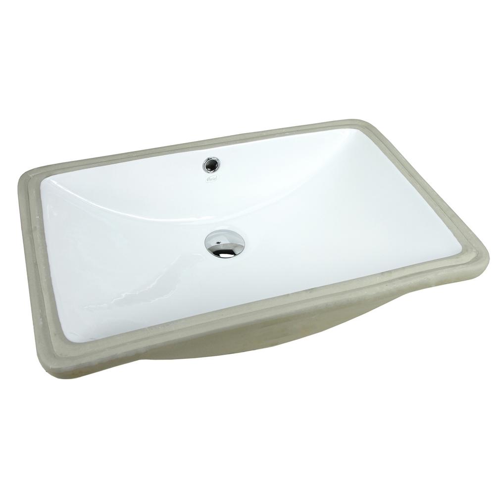24 in. x 15-1/2 in. Rectrangle Undermount Vitreous Glazed Ceramic Lavatory Vanity Bathroom Sink Pure White