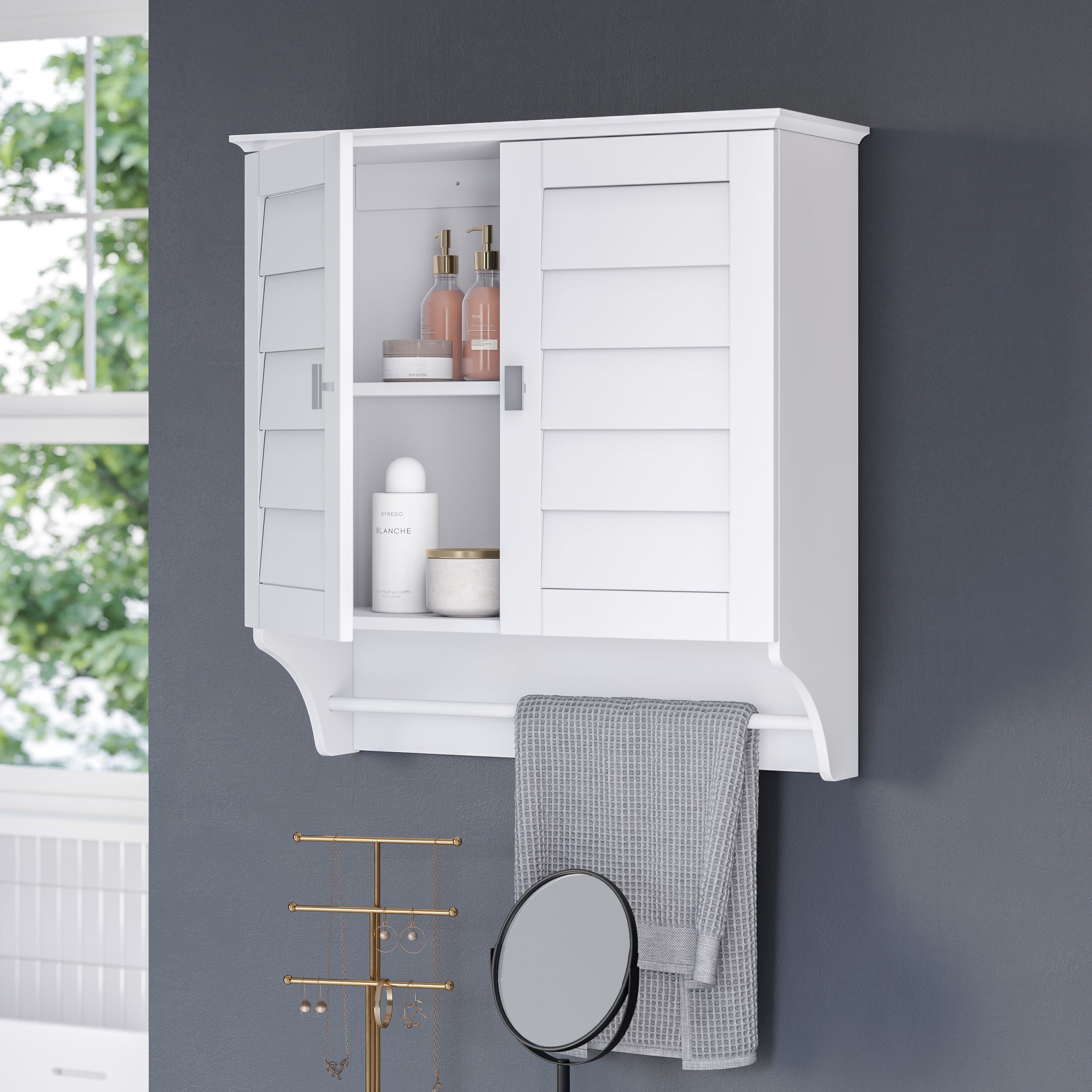 RiverRidge Brookfield 23.5-in x 25.19-in x 8.88-in White Soft Close Bathroom Wall Cabinet