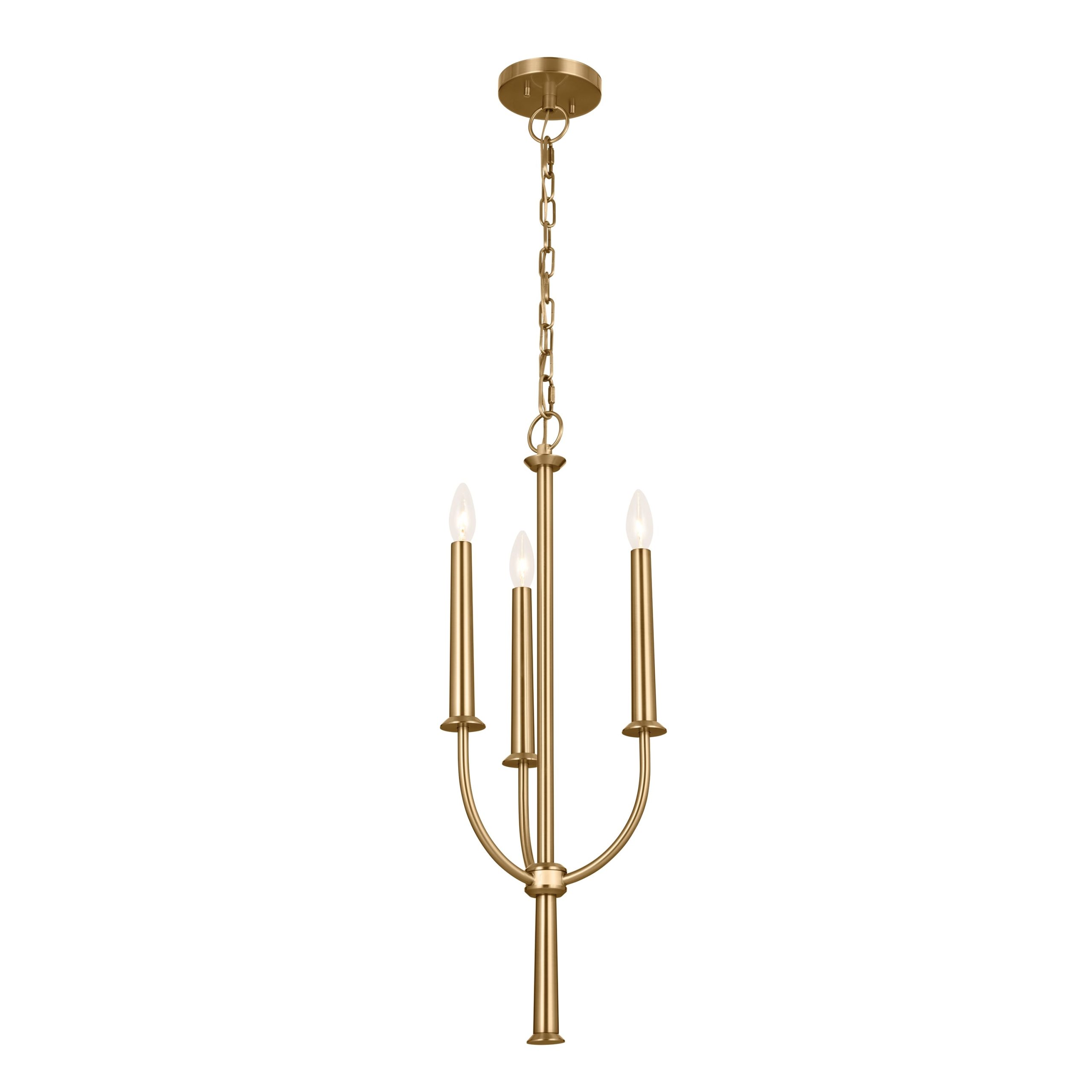 Kichler Florence 3-Light Brushed Natural Brass Traditional Lantern Medium Hanging Pendant Light