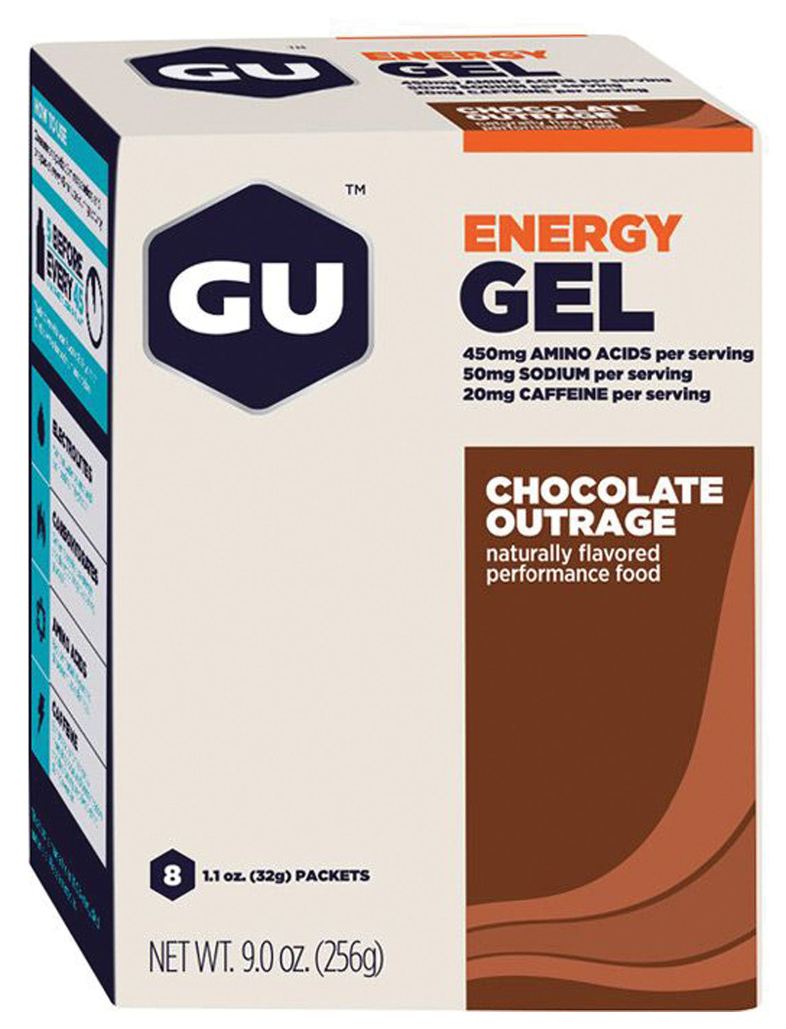 Gu Gu Gu Chocolate Outrage Energy Food - 8 Pack for Sustained Energy Boost