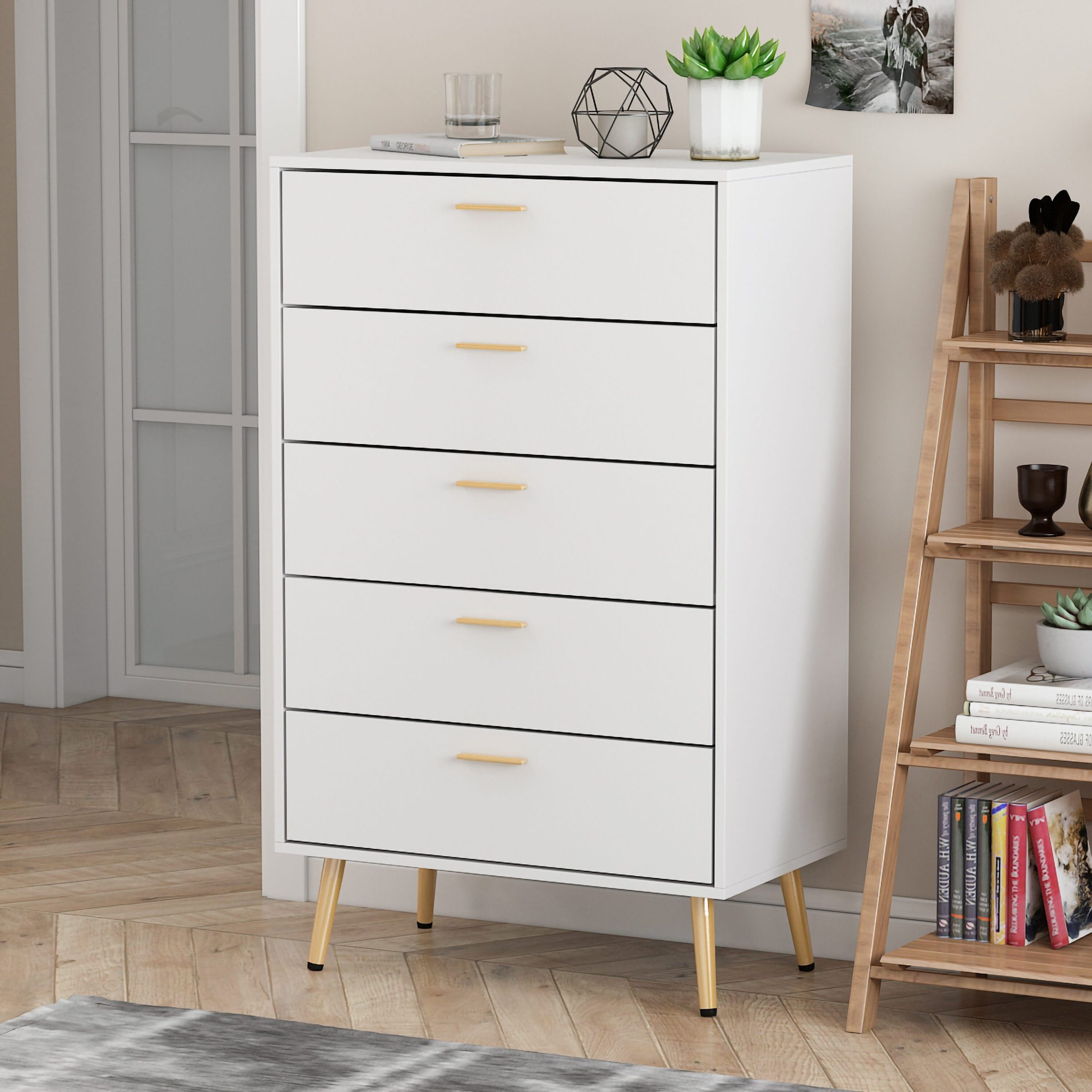 FUFU&GAGA 5-drawer chest White 5-Drawer Accent Chest
