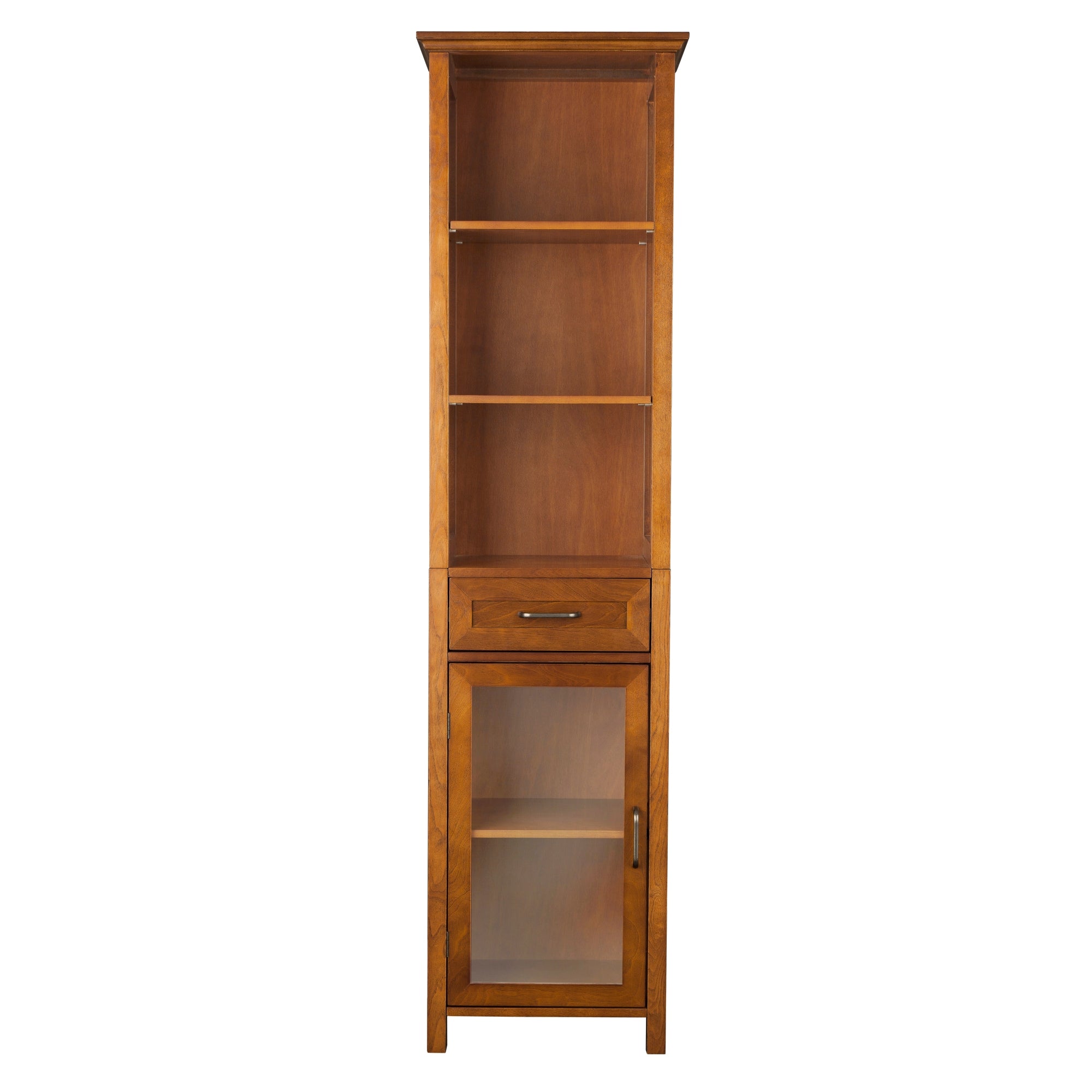 Teamson Home Avery 17-in x 65-in x 13.5-in Oil Oak Freestanding Linen Cabinet