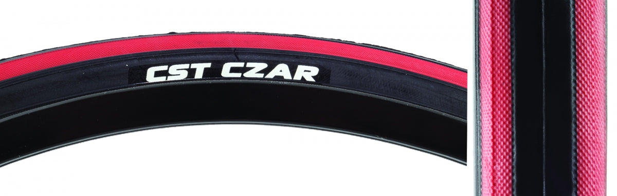 Cst Premium Czar 650C x 23 Clincher Wire TPI 120 Black/Red Reflective Road Tire TB51759100