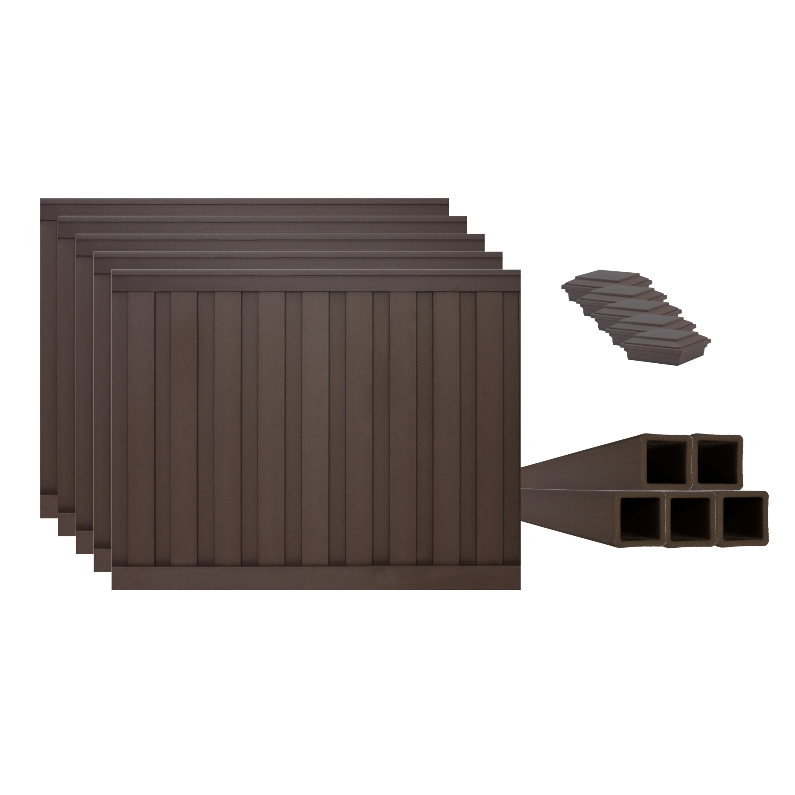 Trex Fencing 8-ft H x 8-ft W 5-Pack Woodland Brown Board-on-board Privacy Composite Fence Panel