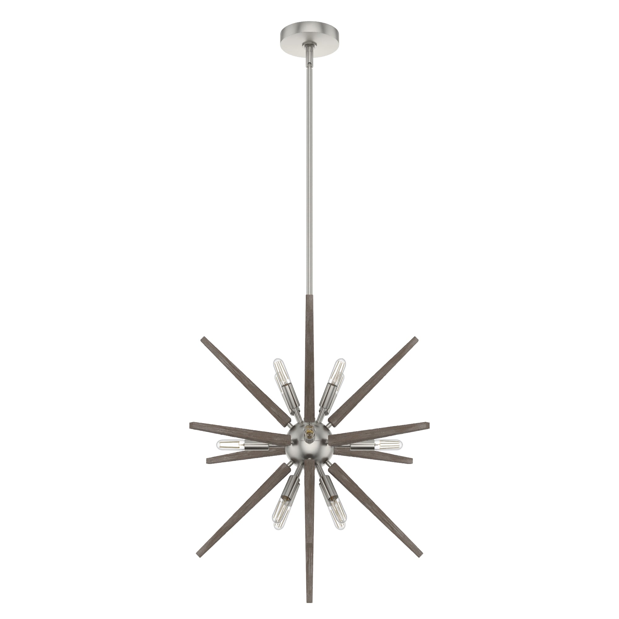 Hunter Jupiter Star 12-Light Brushed Nickel Mid-century Sputnik LED Large Hanging Kitchen Island Light