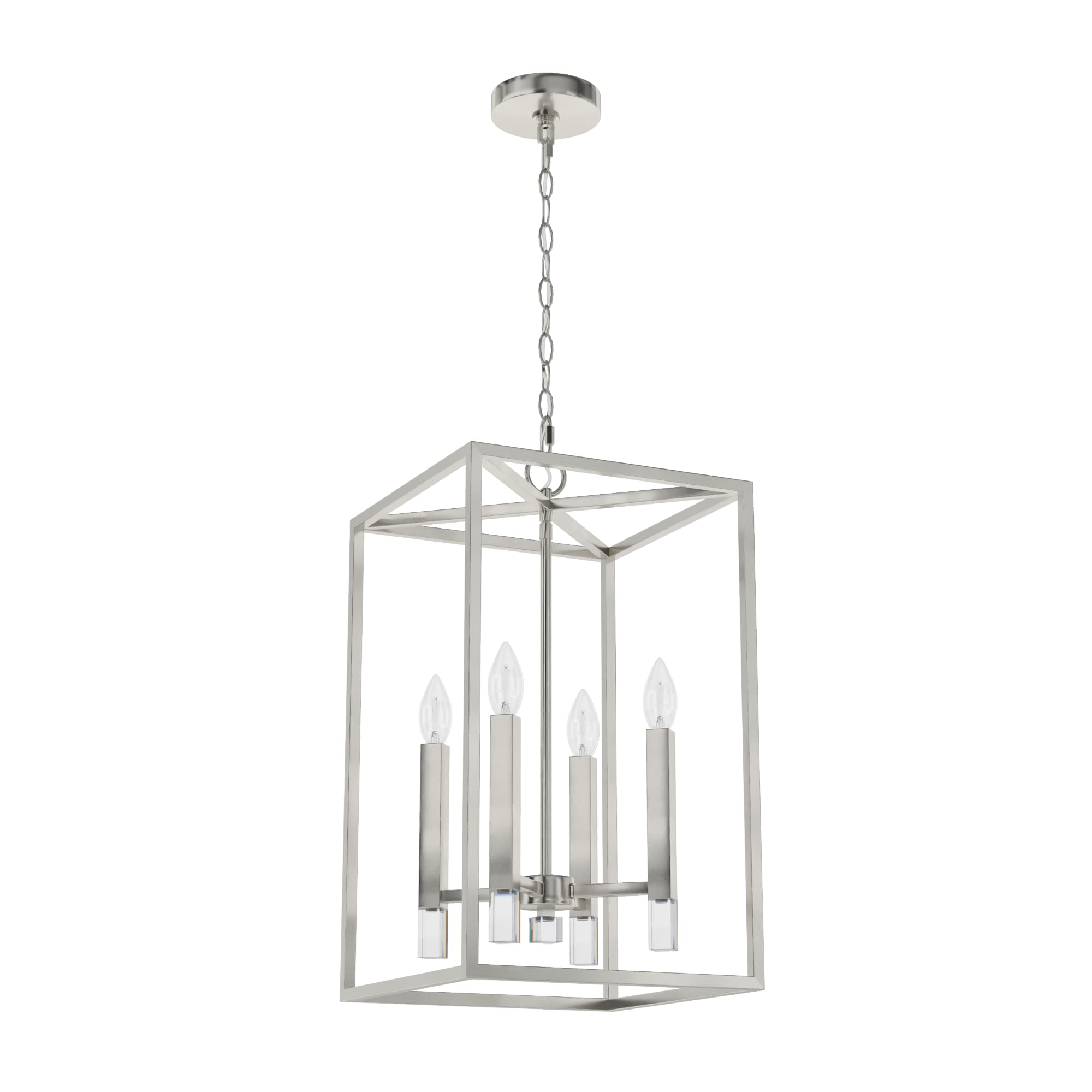Hunter Sunjai 4-Light Brushed Nickel Traditional Lantern LED Medium Hanging Kitchen Island Light