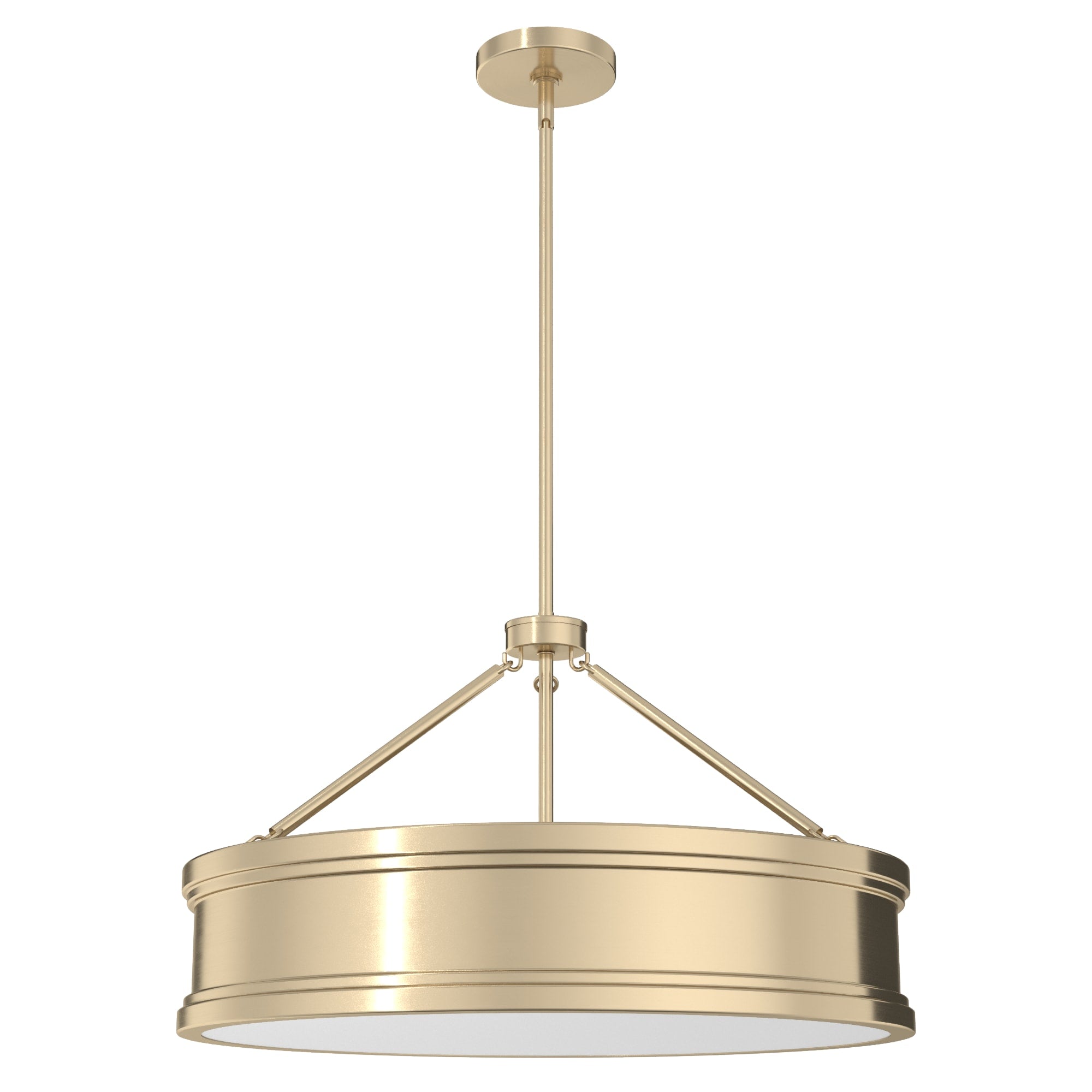 Hunter Capshaw 6-Light Alturas Gold Traditional Frosted Glass Drum LED Large Hanging Kitchen Island Light