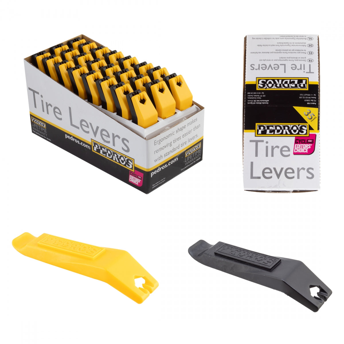 Pedros Anniversary Tire Levers Set – Premium Molded Plastic, Chisel Tip, Durable, Pack of 24 Pairs, Universal Bike Tire Removal Tools