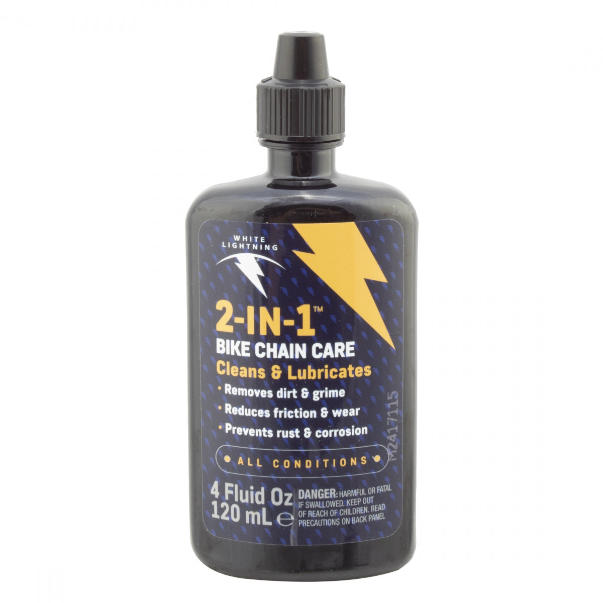 White Lightning 2 in 1 Bike Chain Care Lubricant Squeeze Bottle 4 oz