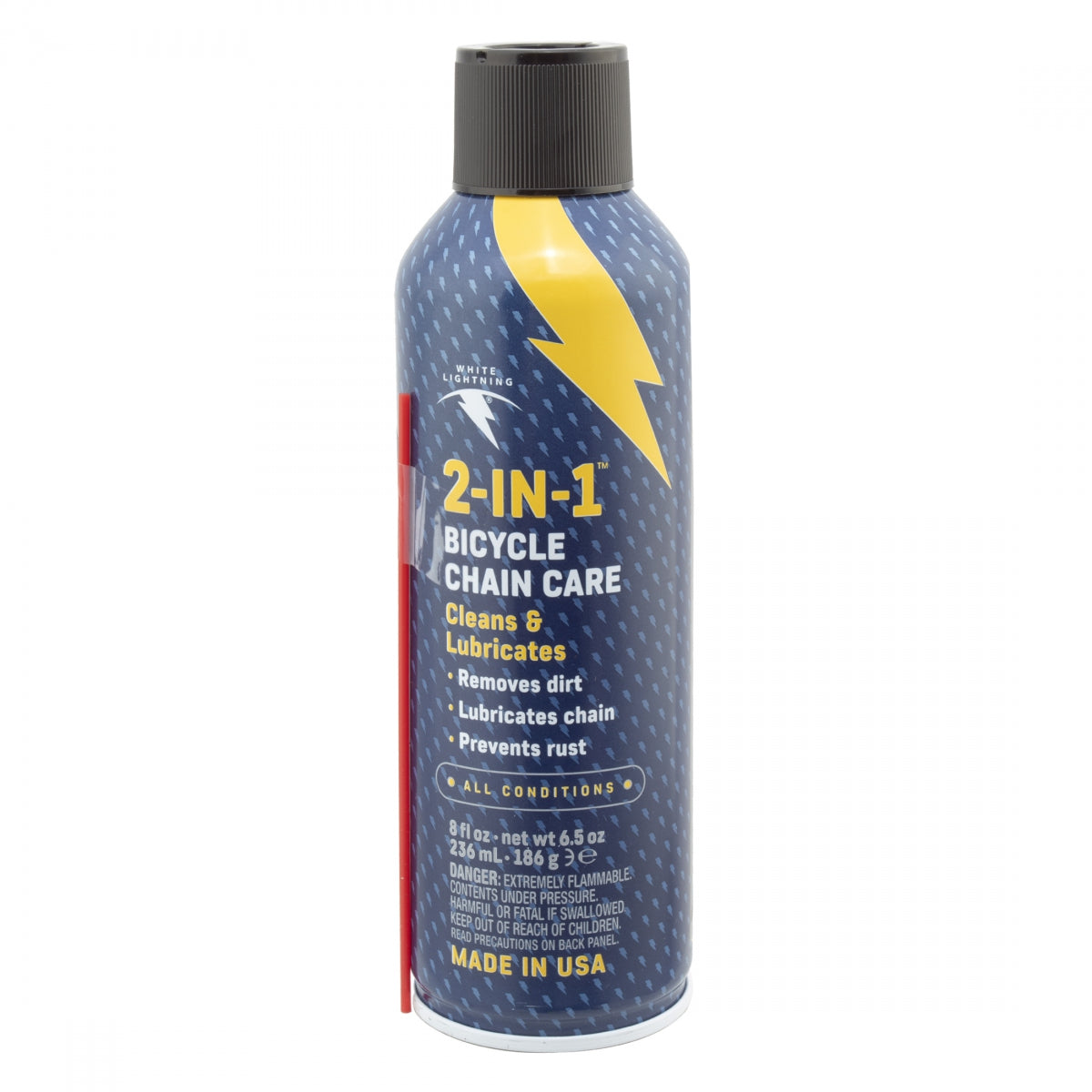 White Lightning 2 in 1 Bike Chain Care Lubricant Aerosol 8 oz