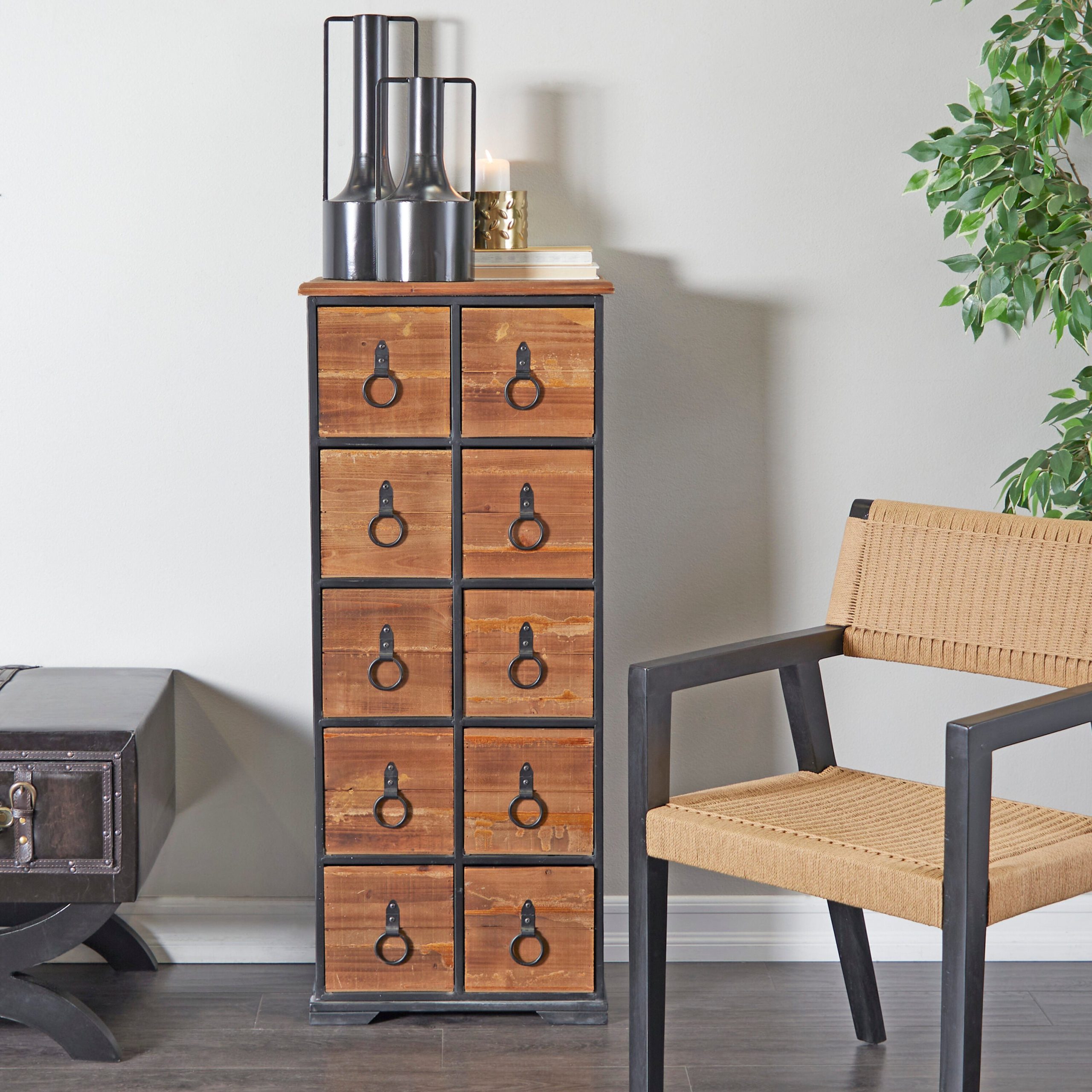 Grayson Lane Brown Rustic Metal Media Cabinet