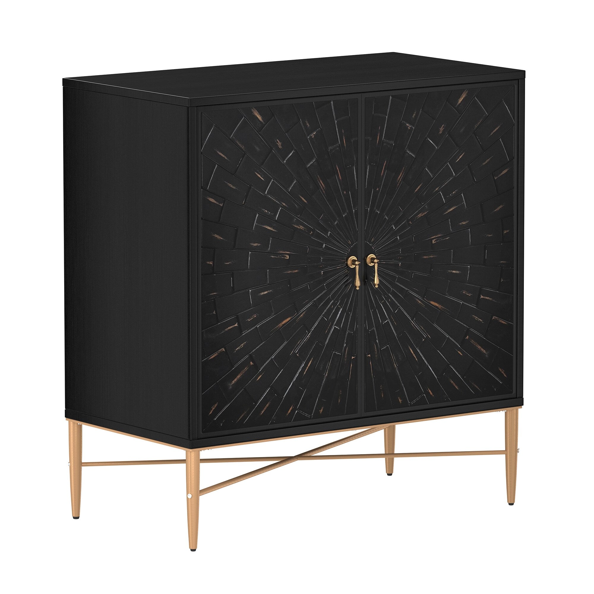 Clihome 2-Door Storage Cabinets 29.63-in W x 31.63-in H Wood Composite Black Freestanding Utility Storage Cabinet