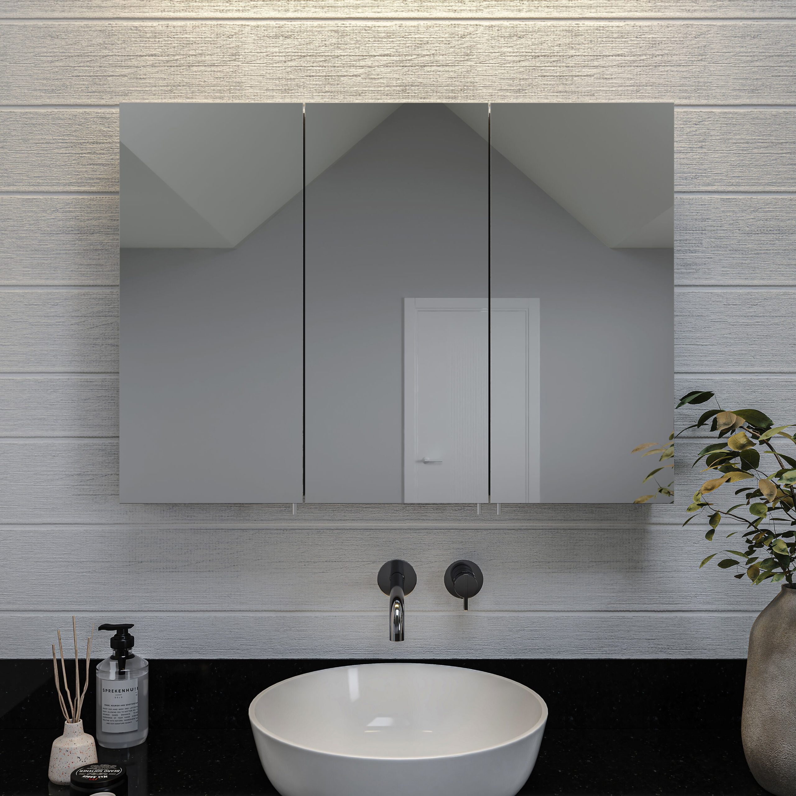 Croydex 36-in x 26-in Surface/Recessed Mount Silver Mirrored Soft Close Medicine Cabinet