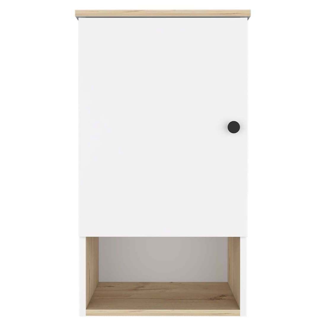 HomeRoots 16 inch Light Oak And White Wall Mounted Cabinet With Three Shelves