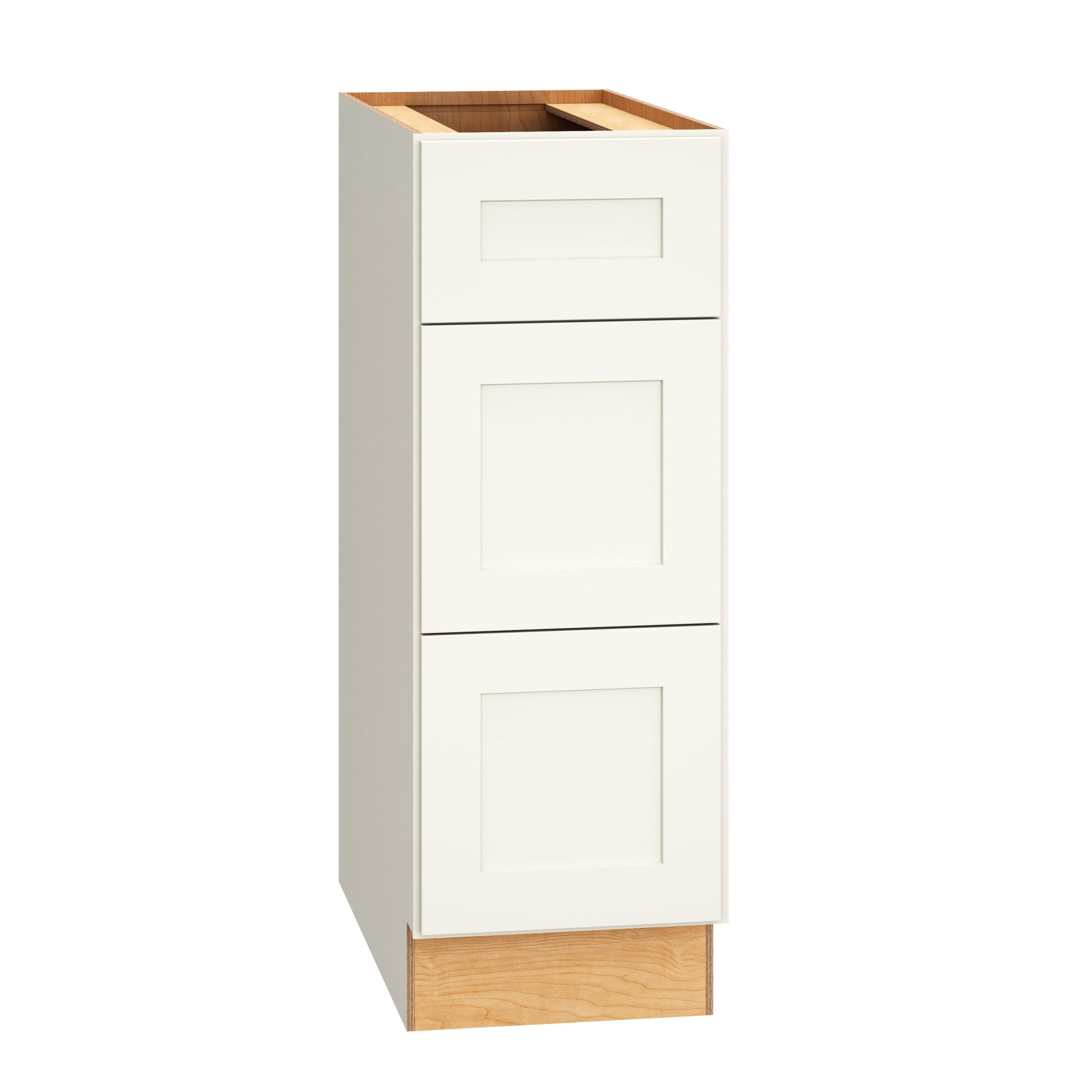 Diamond Express Jamestown 12-in W x 34.5-in H x 24-in D White 3-Drawer Base Fully Assembled Plywood Cabinet (Recessed Panel Shaker Style)