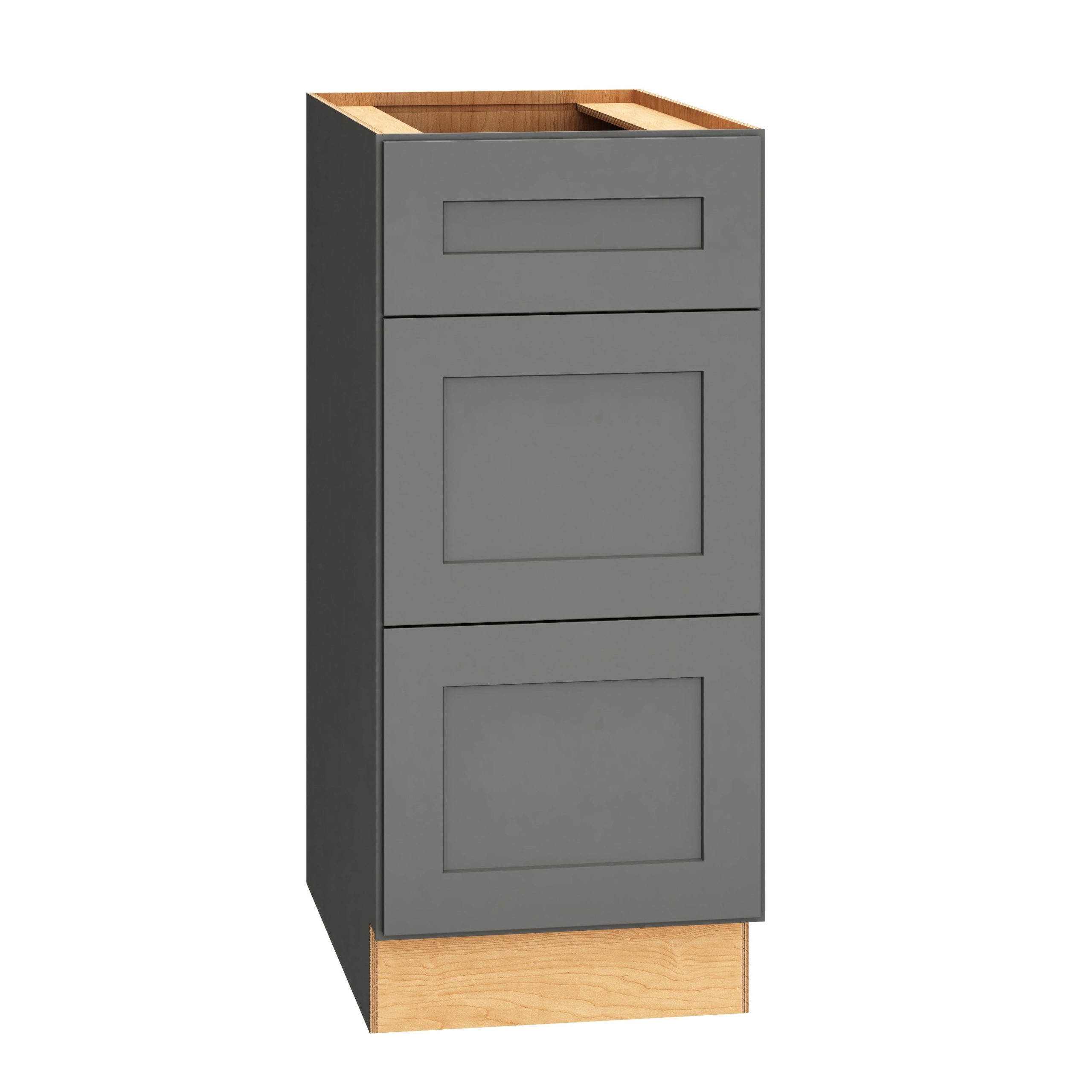 Diamond Express Jamestown 15-in W x 34.5-in H x 24-in D Moonstone Gray 3-Drawer Base Fully Assembled Plywood Cabinet (Recessed Panel Shaker Style)