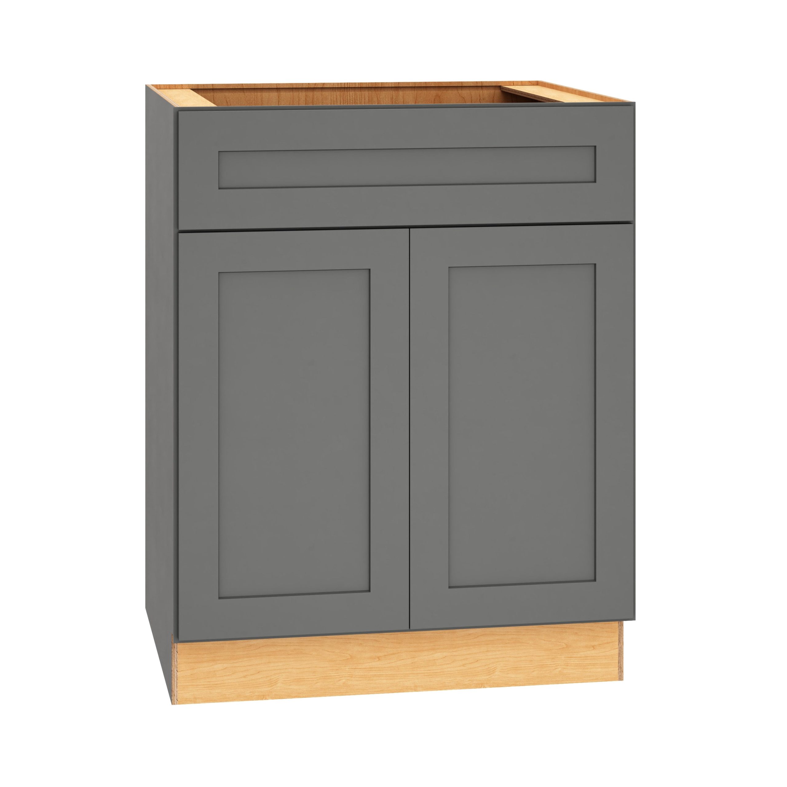 Diamond Express Jamestown 27-in W x 34.5-in H x 24-in D Moonstone Gray 1-Drawer Base Fully Assembled Plywood Cabinet (Recessed Panel Square Style)